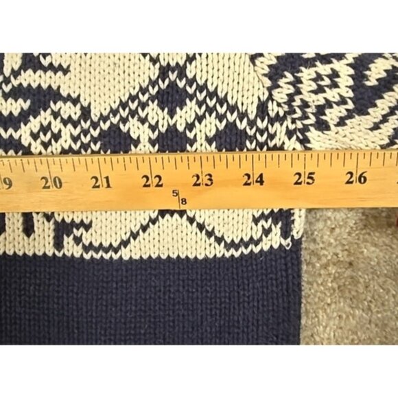 Covington Sweater Fair Isle Quarter Zip Cotton Snowflake Ski Winter Blue Men XL - Picture 5 of 10